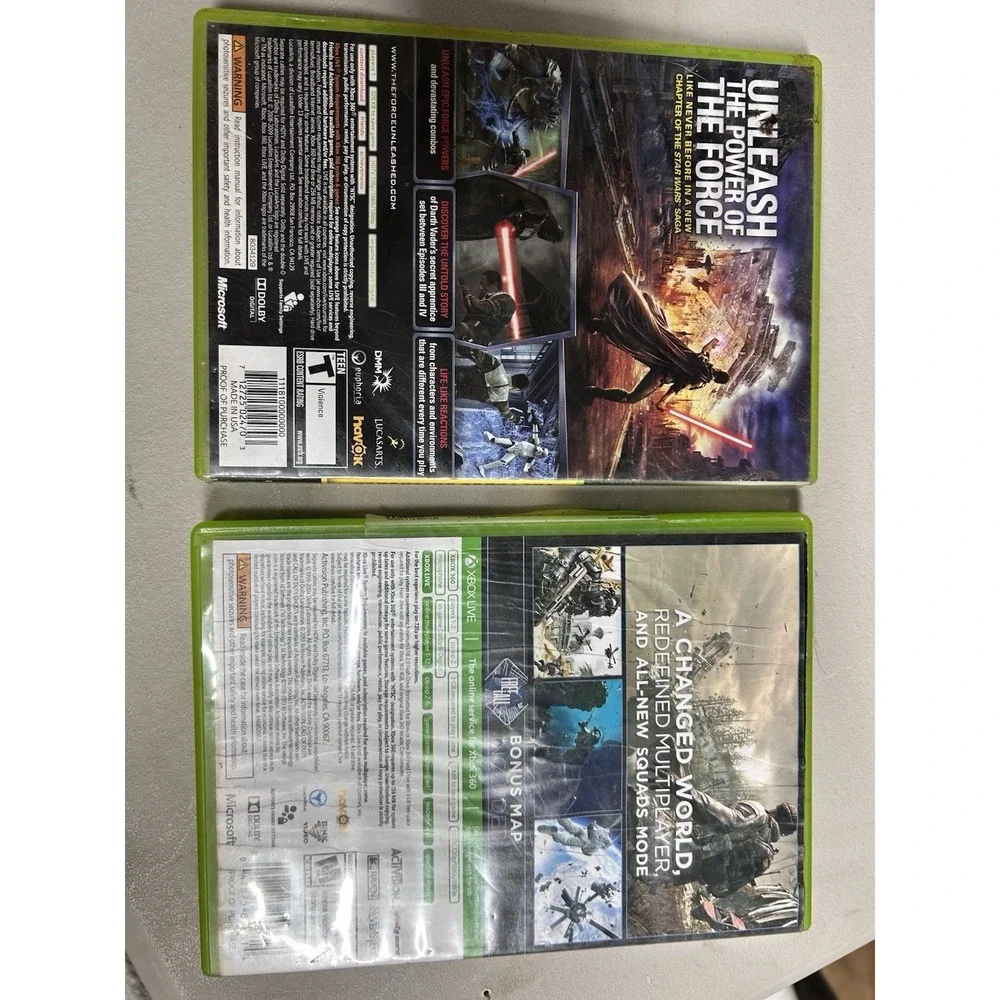 Microsoft Xbox 360 Game Lot Star Wars Force Unleashed/Call of Duty *UNTESTED*